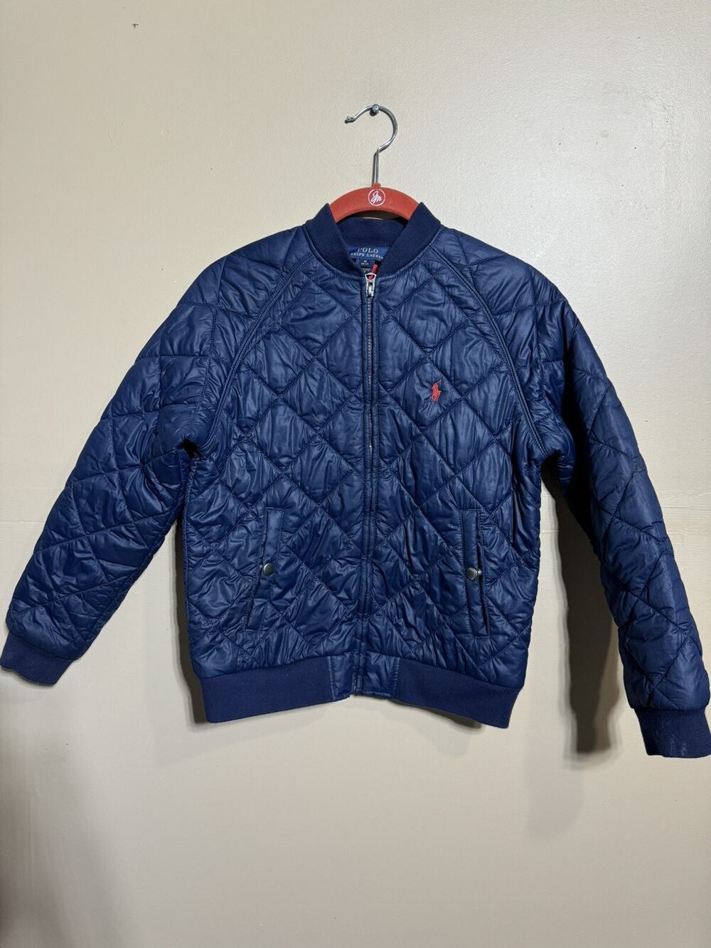 Polo Ralph Lauren Jacket Quilted Bomber Insulated Black Youth M 10-12